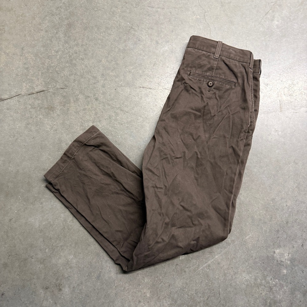 Perry Ellis Cottons Brown Tailored Fit Chino Pants Mens 33x30 Cotton Trousers